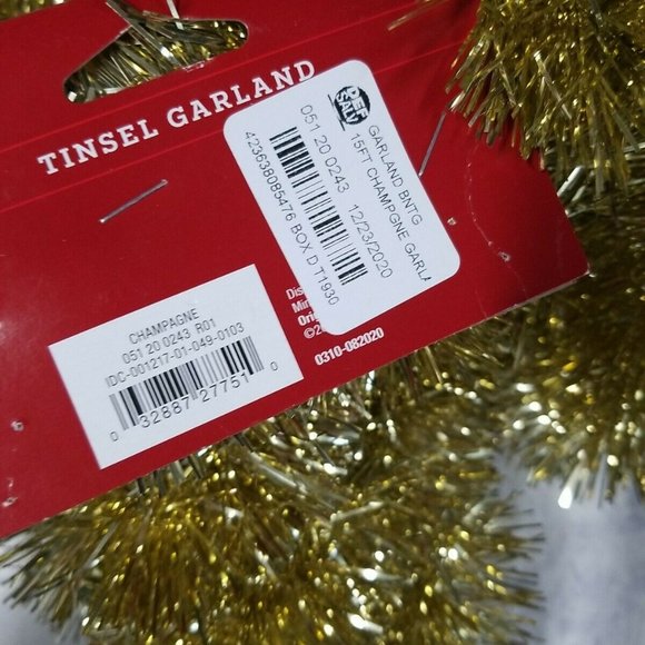 Strand Gold Tinsel Garland 15 Ft Per Strand x 2.5" Wide NWT Home Décor Holiday - Picture 2 of 2